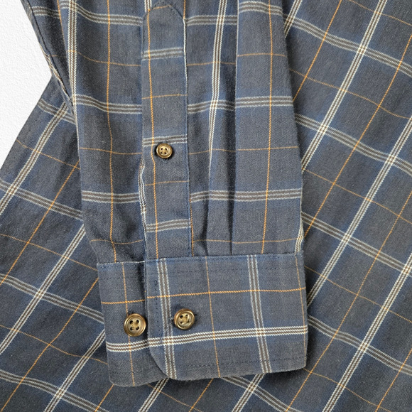 Arrow Navy Blue Plaid Classic Fit Button Down Casual Shirt Size Large 16-16.5 - Picture 7 of 9